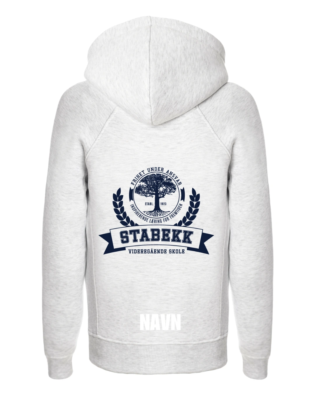 lys grå zip bak navn